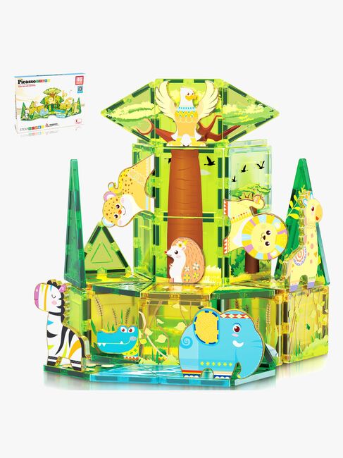 PicassoTiles Byggesæt Safari med 8 Dyr 46 Dele