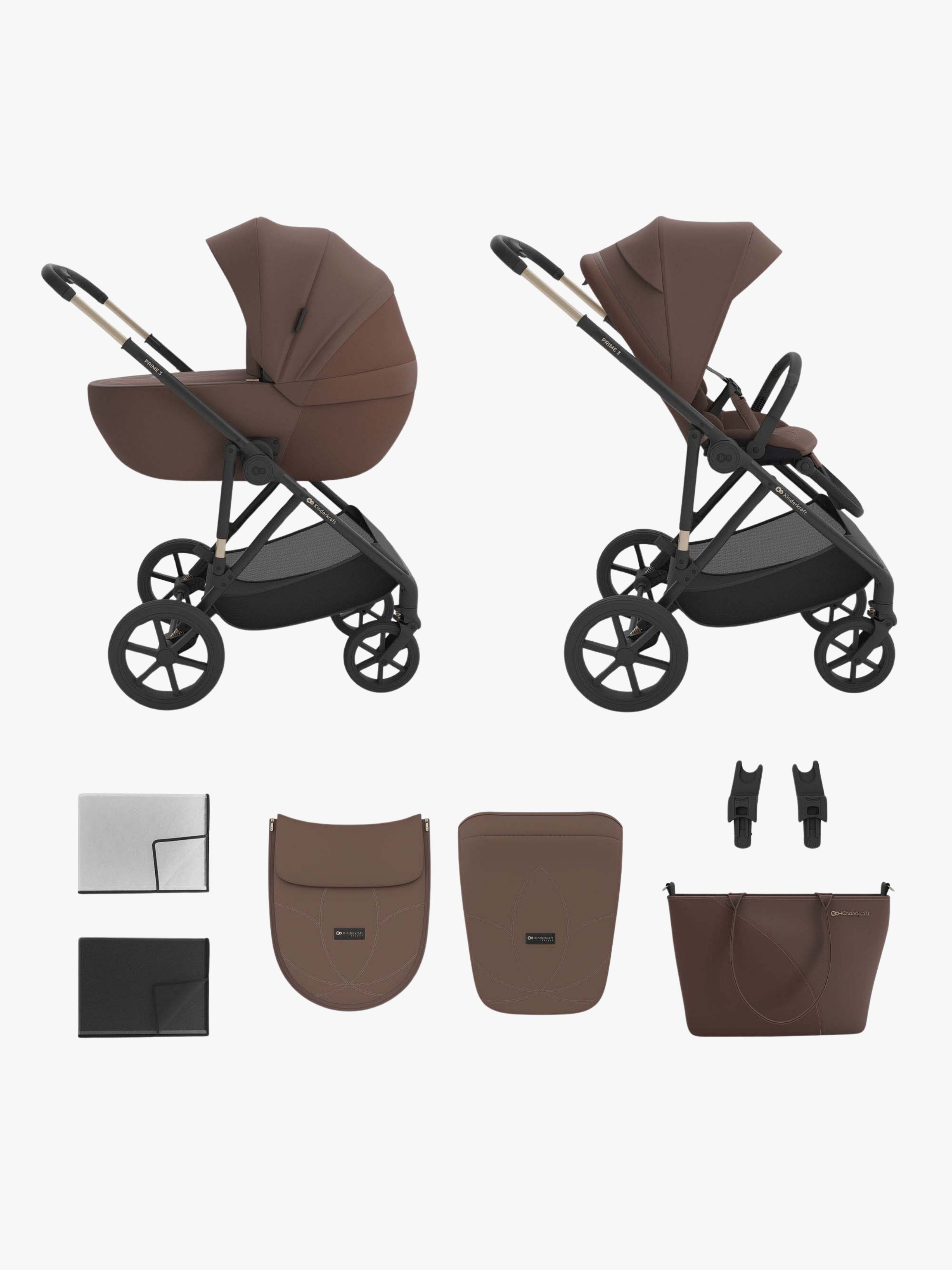 Kinderkraft Prime 3 2-i-1 Duovogn, Velvet Mocca