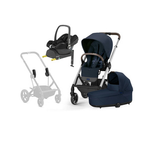 Cybex BALIOS S Lux Duovogn inkl. Maxi-Cosi CabrioFix i-Size Autostol Baby & Base, Ocean Blue/Silver