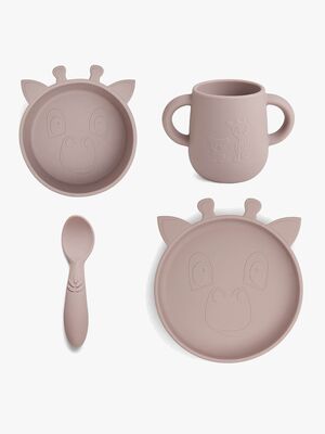 nuuroo Lykke Giraff Tallerkensæt 4-pak Silikone, Woodrose