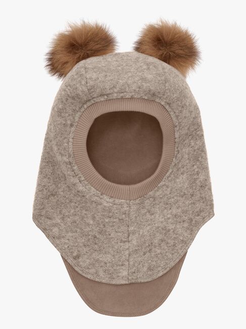 Huttelihut Elefanthue Merinould med Pomponer, Camel Melange