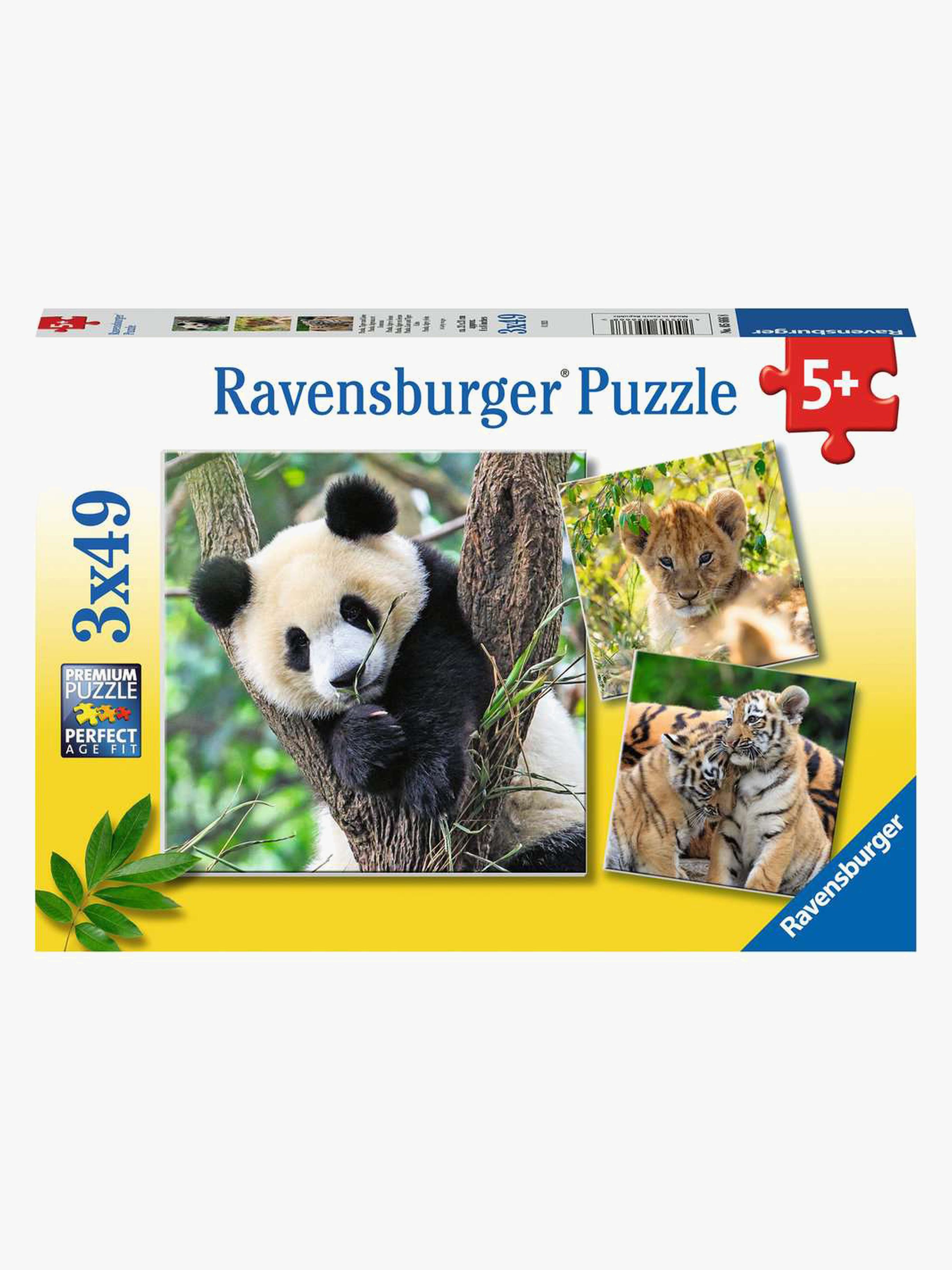 Ravensburger Puslespil Panda, Lion and Tiger 3x49 Brikker