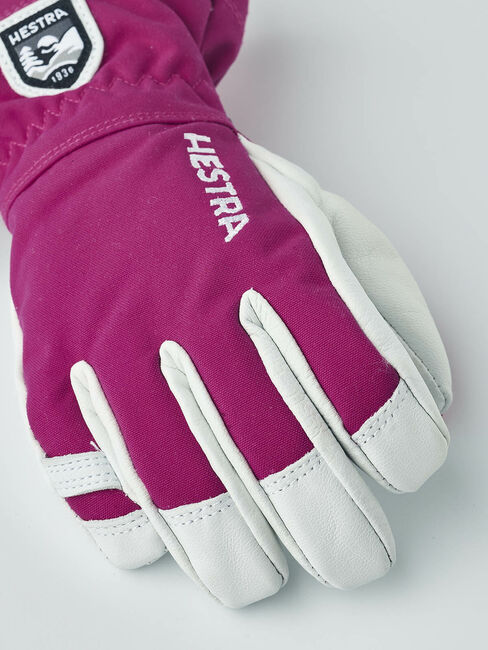 Hestra Army Leather Heli JR Ski Handsker, Fuchsia