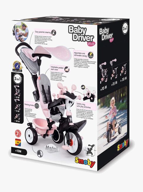 Smoby Trehjulet Cykel Baby Driver Plus, Pink