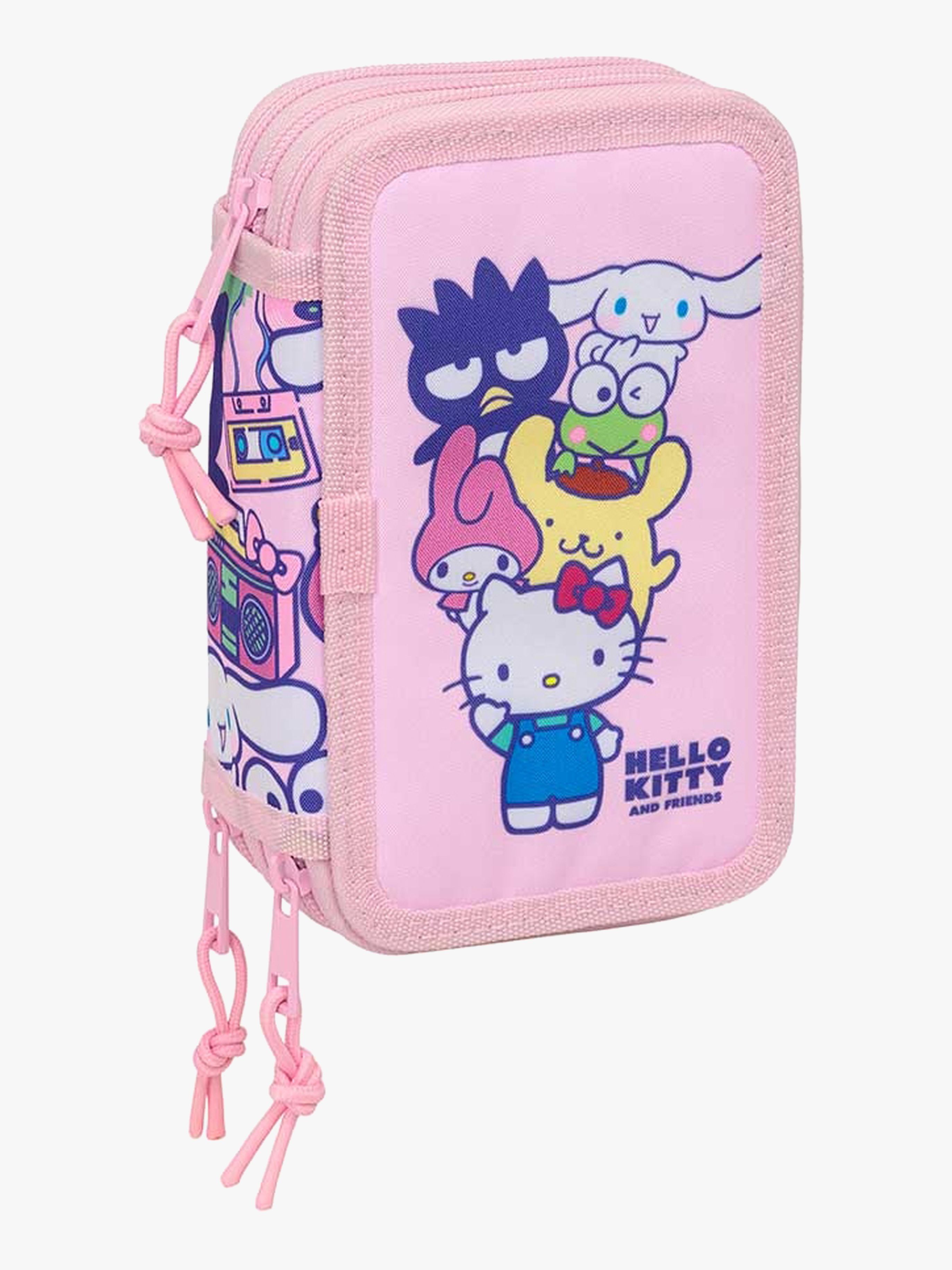 Hello Kitty &  Friends  Fyldt Penalhus med 3 Rum 37 Dele, Pink