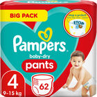 Pampers Baby Dry Pants Ble Str. 4 9–15 kg 62-pak