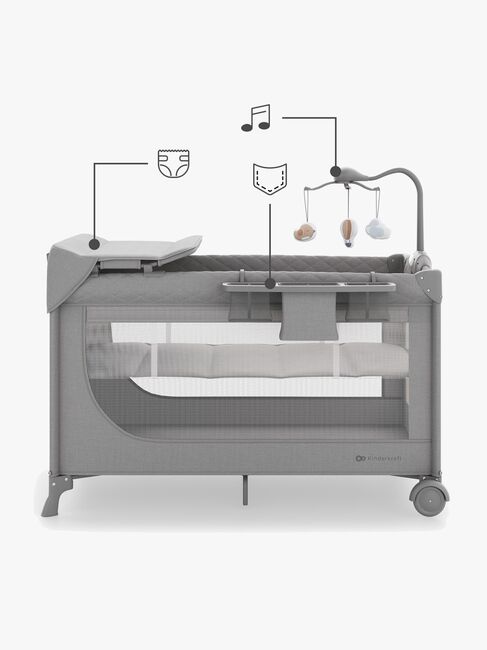 Kinderkraft LEODY UP Weekendseng med Tilbehør, Grey