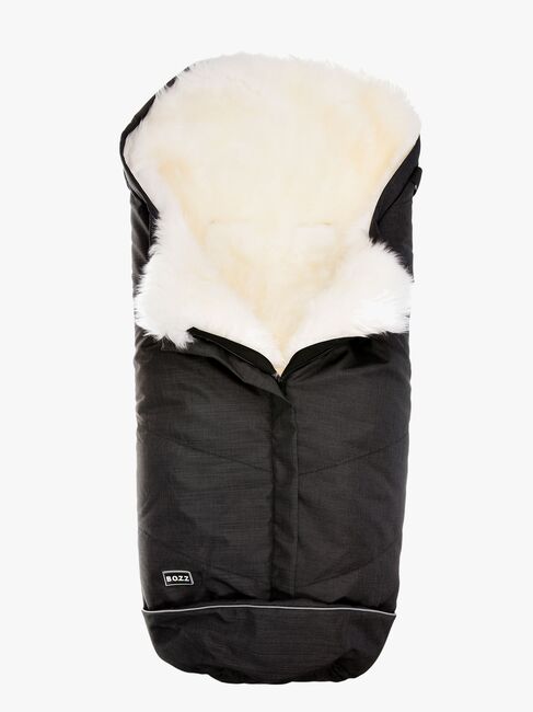 Bozz Lammeskindskørepose Langhåret, Black Melange/White