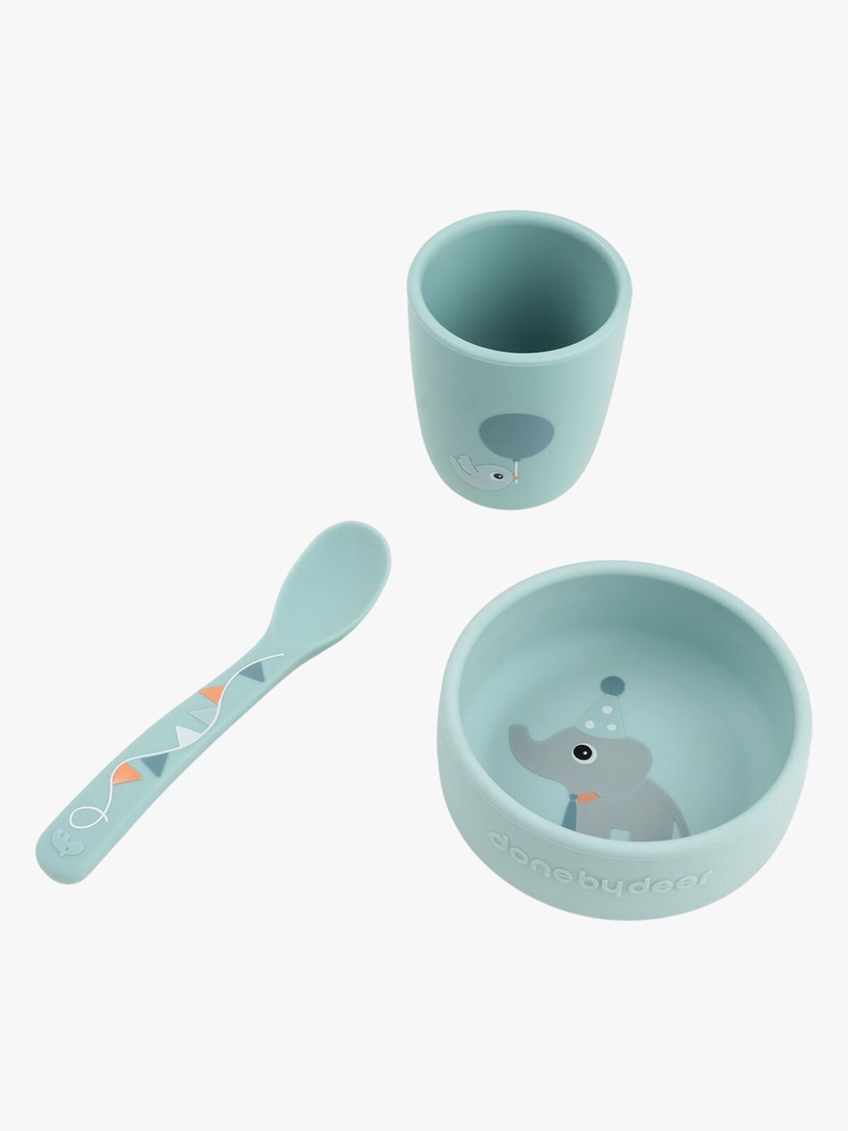 Done By Deer Celebration Silikone Spisesæt Stick & Stay, Blue