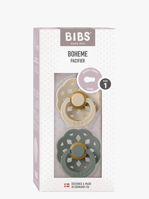 BIBS Boheme Sut 2-Pak Latex Str. 1 Rund, Vanilla/Pine