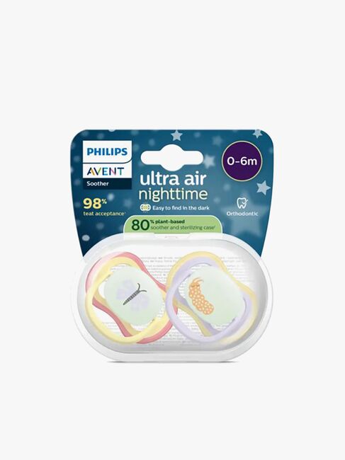 Philips Avent Ultra Air-sut Night 0-6m 2-pak, Gul/lilla
