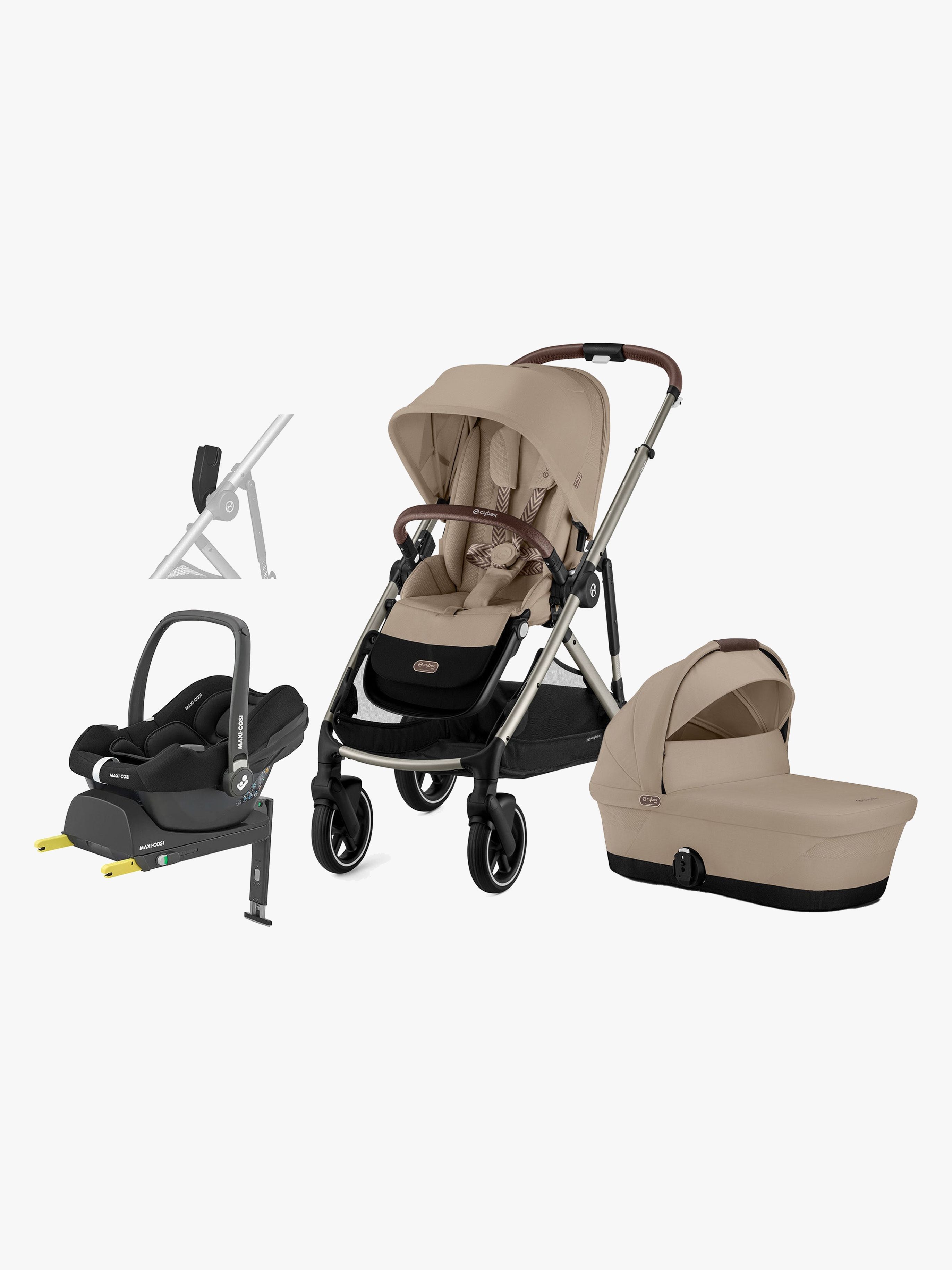 Cybex GAZELLE S Duovogn inkl. Maxi-Cosi CabrioFix Autostol Baby & Base, Almond Beige/Taupe