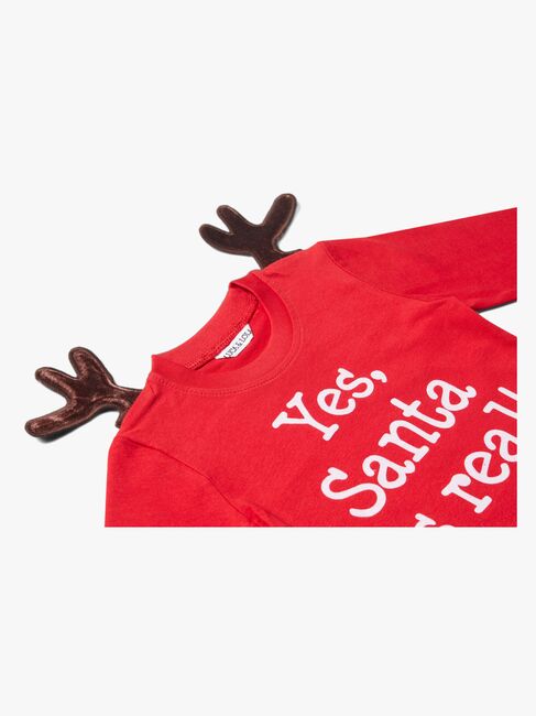 Luca & Lola Baby Langærmet t-shirt Santa Is Real Deer, Red