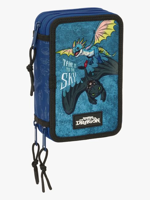 Sådan Træner Du Din Drage  Fyldt Penalhus med 3 Rum 37 Dele, Blå