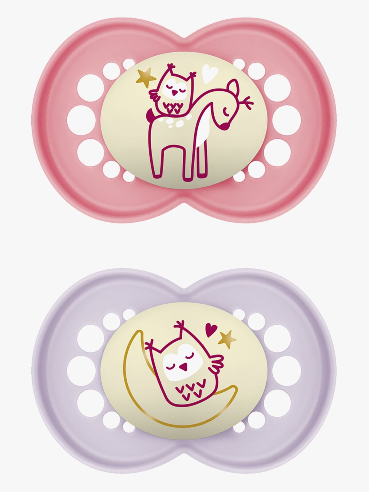 MAM Original Night Silikone Sutter 2-Pak 6-16m, Pink