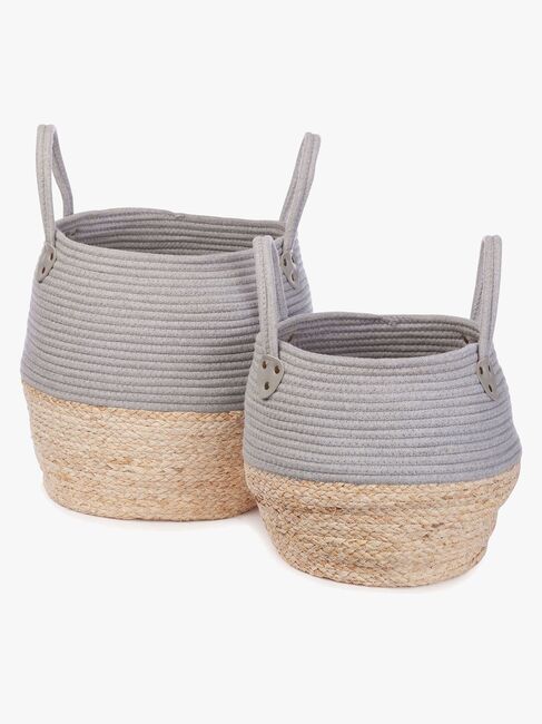 KidsDepot Kori Opbevaringskurv 2-pak, Grey/Natural