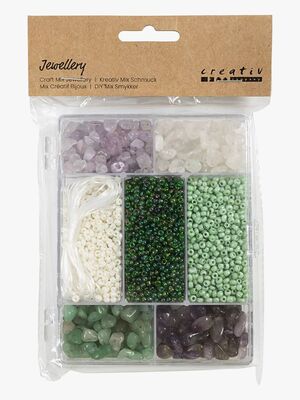 Creativ Company Perlesæt Krystaller, Grøn/Lilla