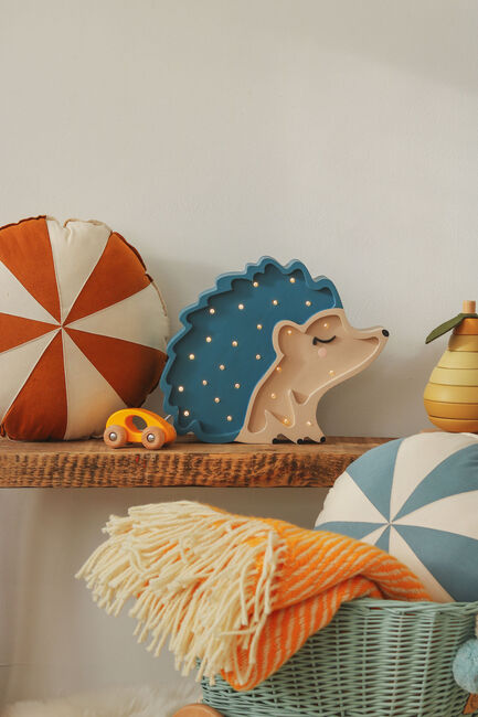 Little Lights Lampe Pindsvin, Træ/Blå