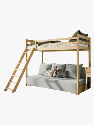 Lano Meble SOFINO Højseng i Fyrretræ med Sofa 90x200/140x200, Graphite/Zoom