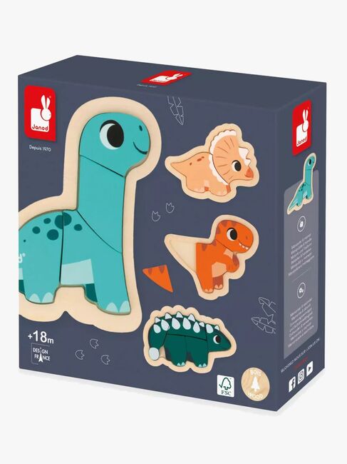 Janod 4 Progressive Puslespil Dinosaurer 14 Brikker