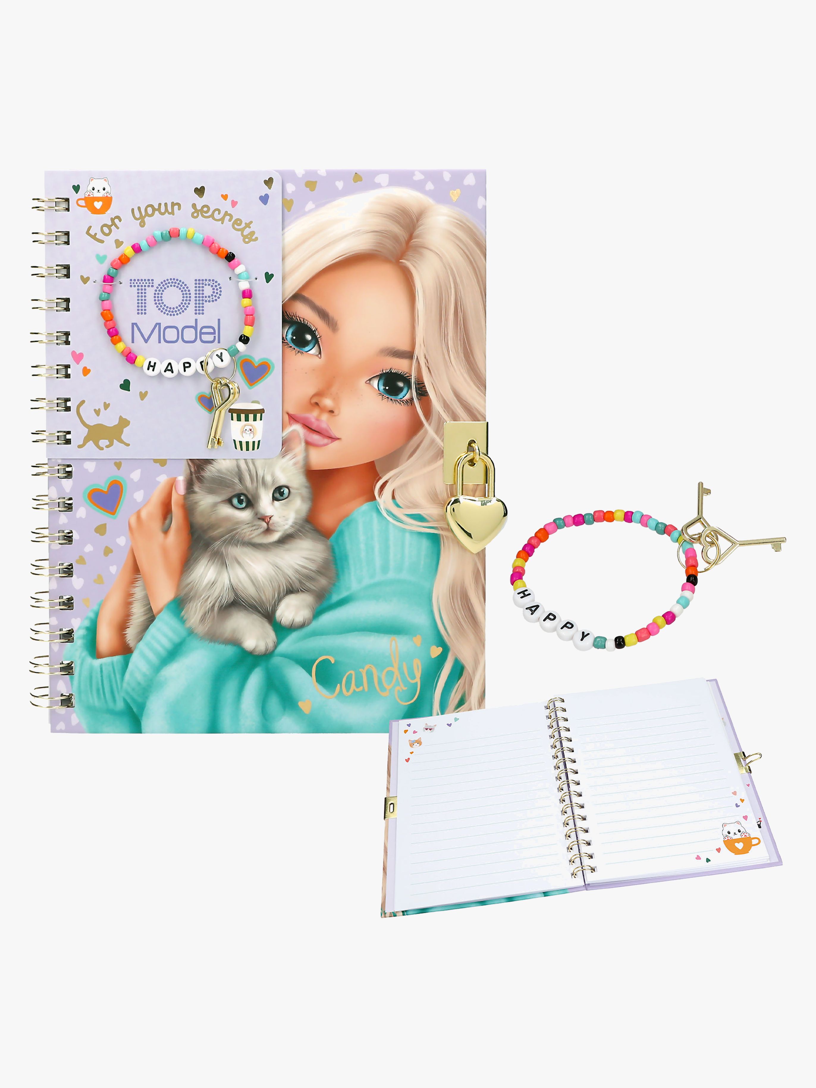 TOPModel Dagbog med Lås & Armbånd