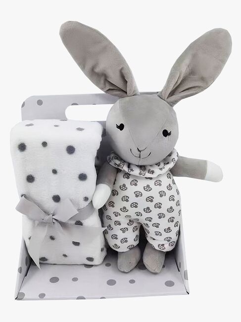 CarloBaby Fleecetæppe Grå Prikker & Kanin
