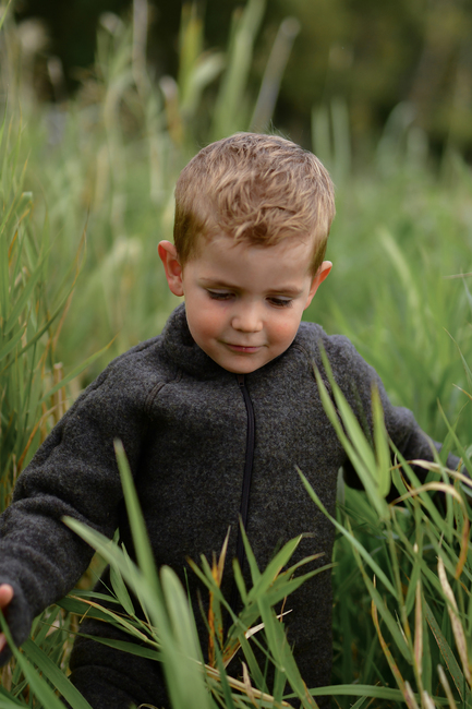 Mikk-Line Fleecetrøje Merinould, Dark Brown Melange