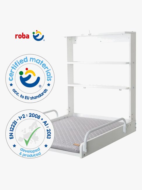 Roba Vægpuslebord inkl. Roba Style Puslepude, White/Grey