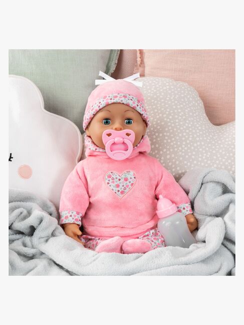 Bayer Design First Words  Interaktiv Dukke 38cm, Pink Blomster