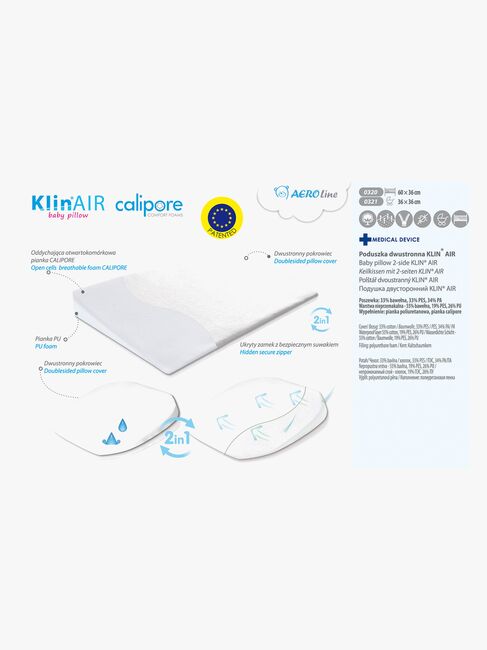 BabyMatex Klin Air Vandtæt Babypude 36 x 60 cm, Hvid