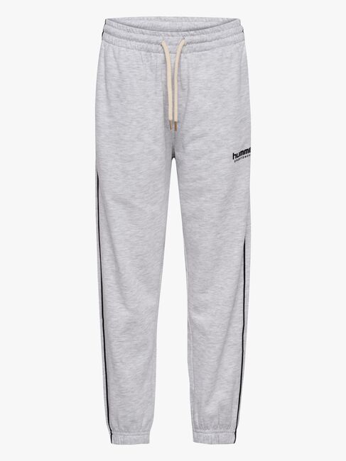 Hummel JR Loose Piping Joggingbukser, Light Grey Melange/Black