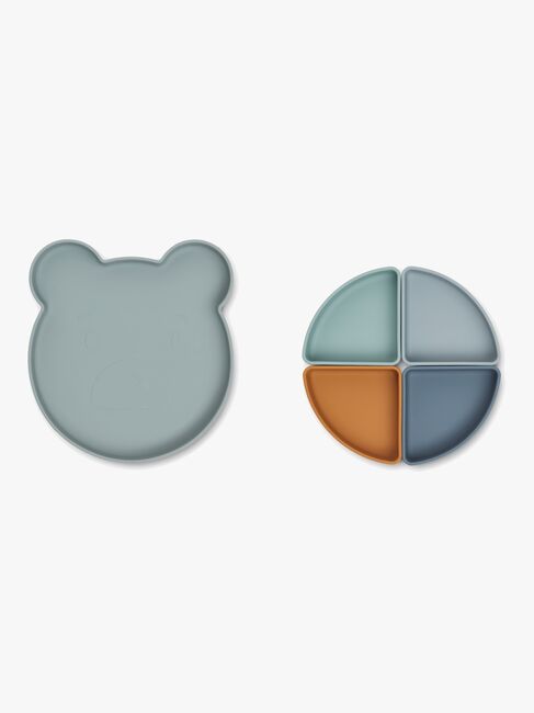 LIEWOOD Arne Opdelt Tallerken Silikone, Mr Bear Blue Fog Multi Mix