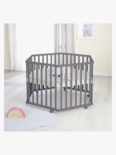 Roba Hexagon Kravlegård med Hjul, Anthracite & Greyish Quilted