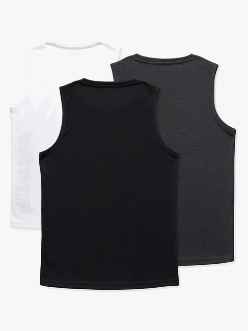 Hyperfied Bounce Tank Top 3-pak, Black/Grey Melange/White