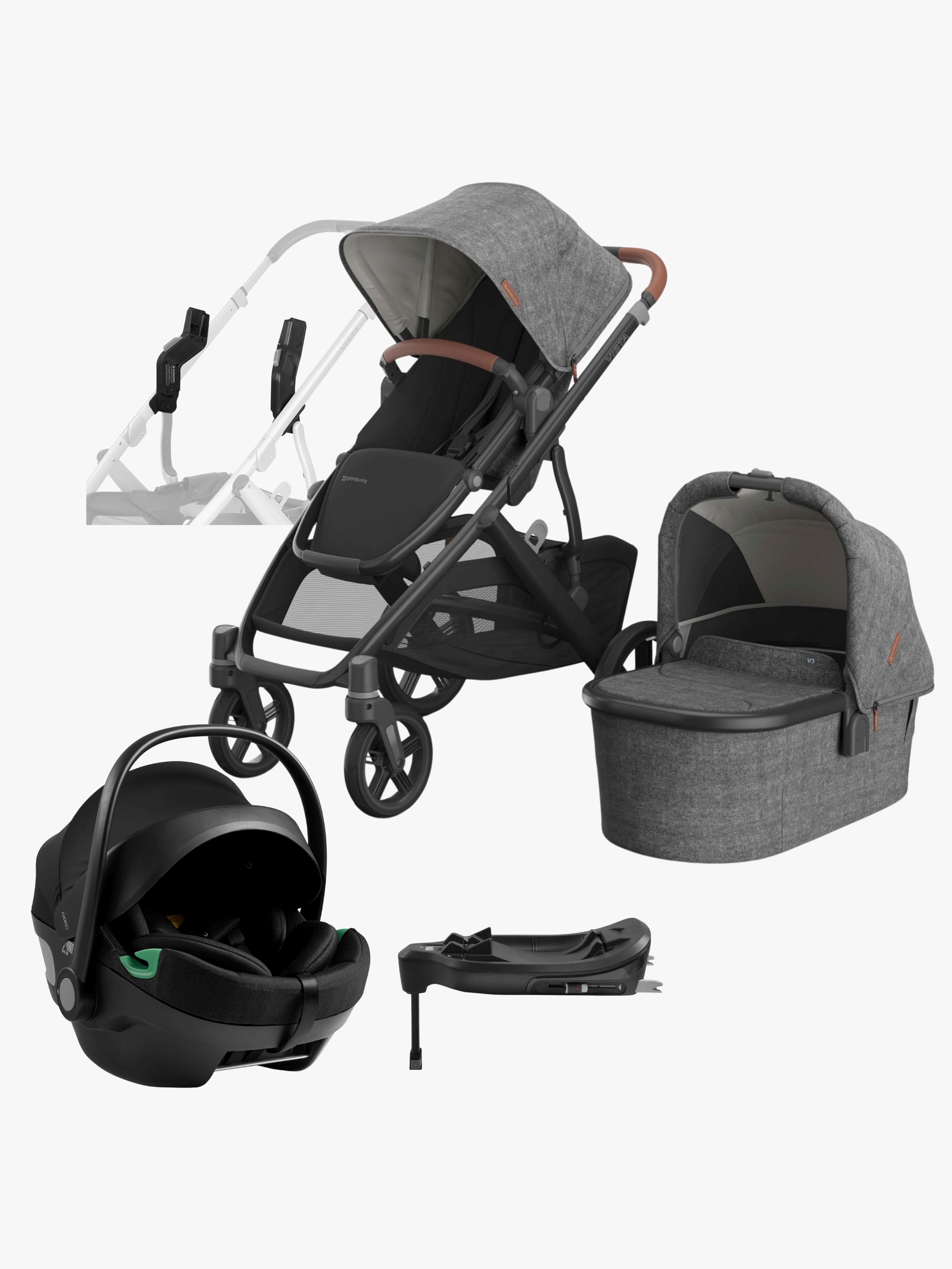 UPPAbaby Vista V3 Duovogn inkl. Axkid GOKID Autostol Baby & Base, Greyson