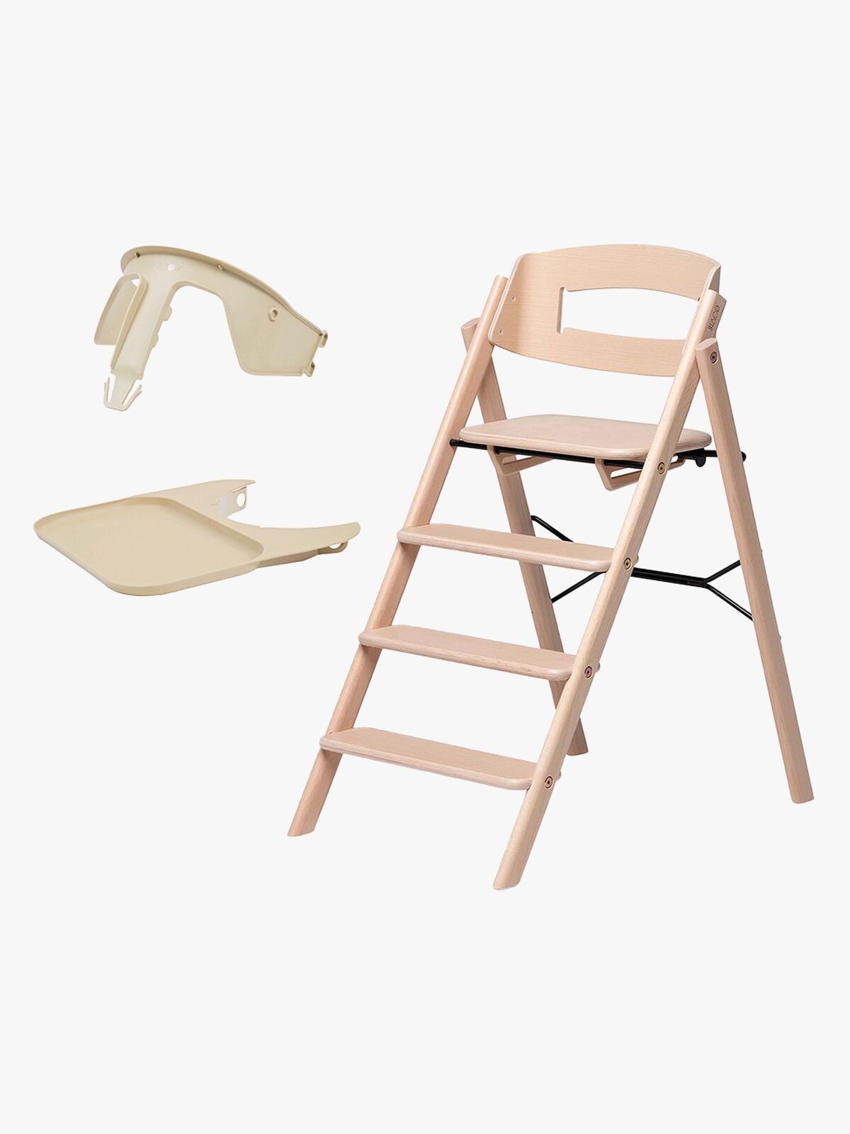 KAOS Klapp Højstol inkl. Beskyttelsesbøjle & Bakke, Beech Natural/Desert Sand