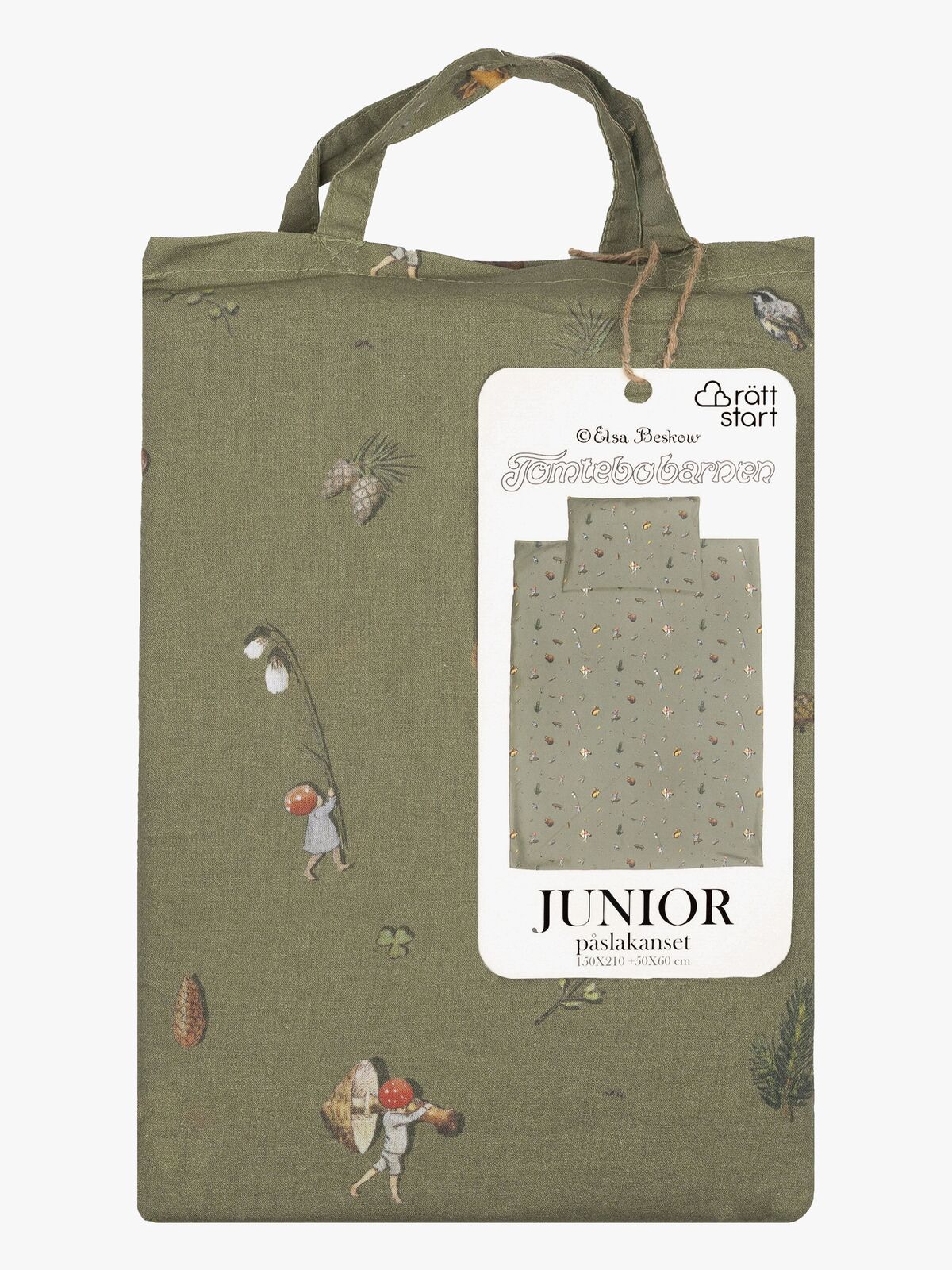 Elsa Beskow Tomtebobarnen Sengesæt 150 x 210, Grøn