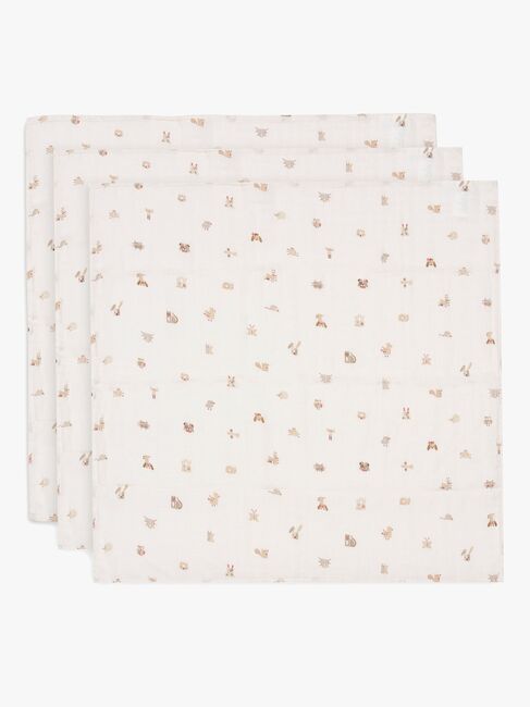 Jollein Tæppe/ Stofble i Musselin 70x70 cm 3-pak, Animal Friends