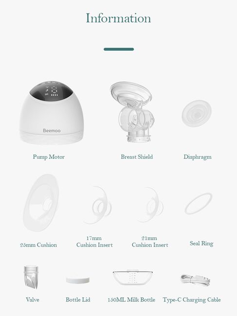 Beemoo CARE Wearable LED Elektrisk Brystpumpe Single