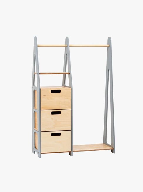 Duck Woodworks Knagerække med Skuffer, Grå