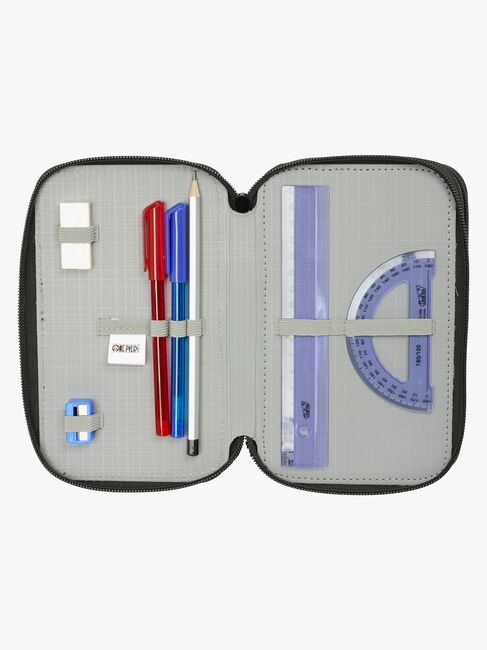 One Piece  Fyldt Penalhus med 3 Rum 37 Dele, Sort