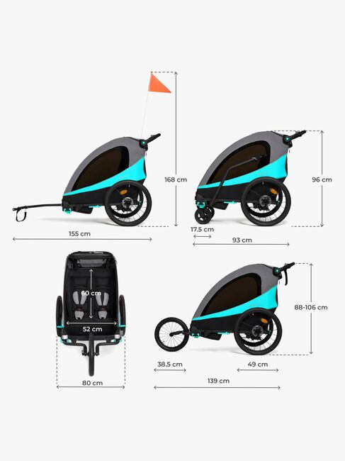 Kinderkraft Nava Cykelanhænger, Hawaiian Blue