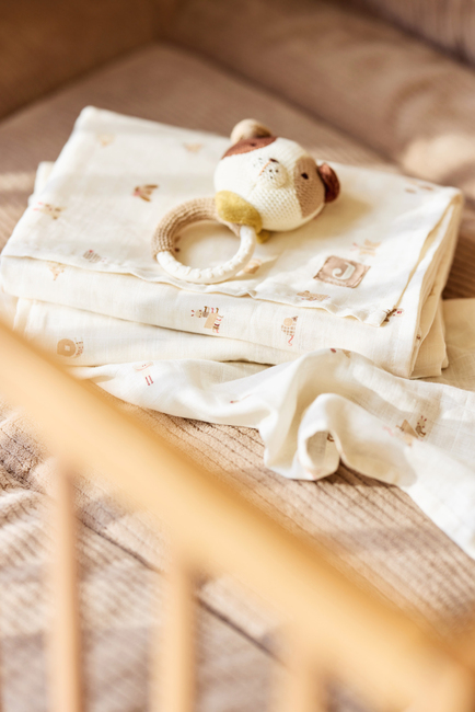 Jollein Tæppe/ Stofble i Musselin 70x70 cm 3-pak, Animal Friends