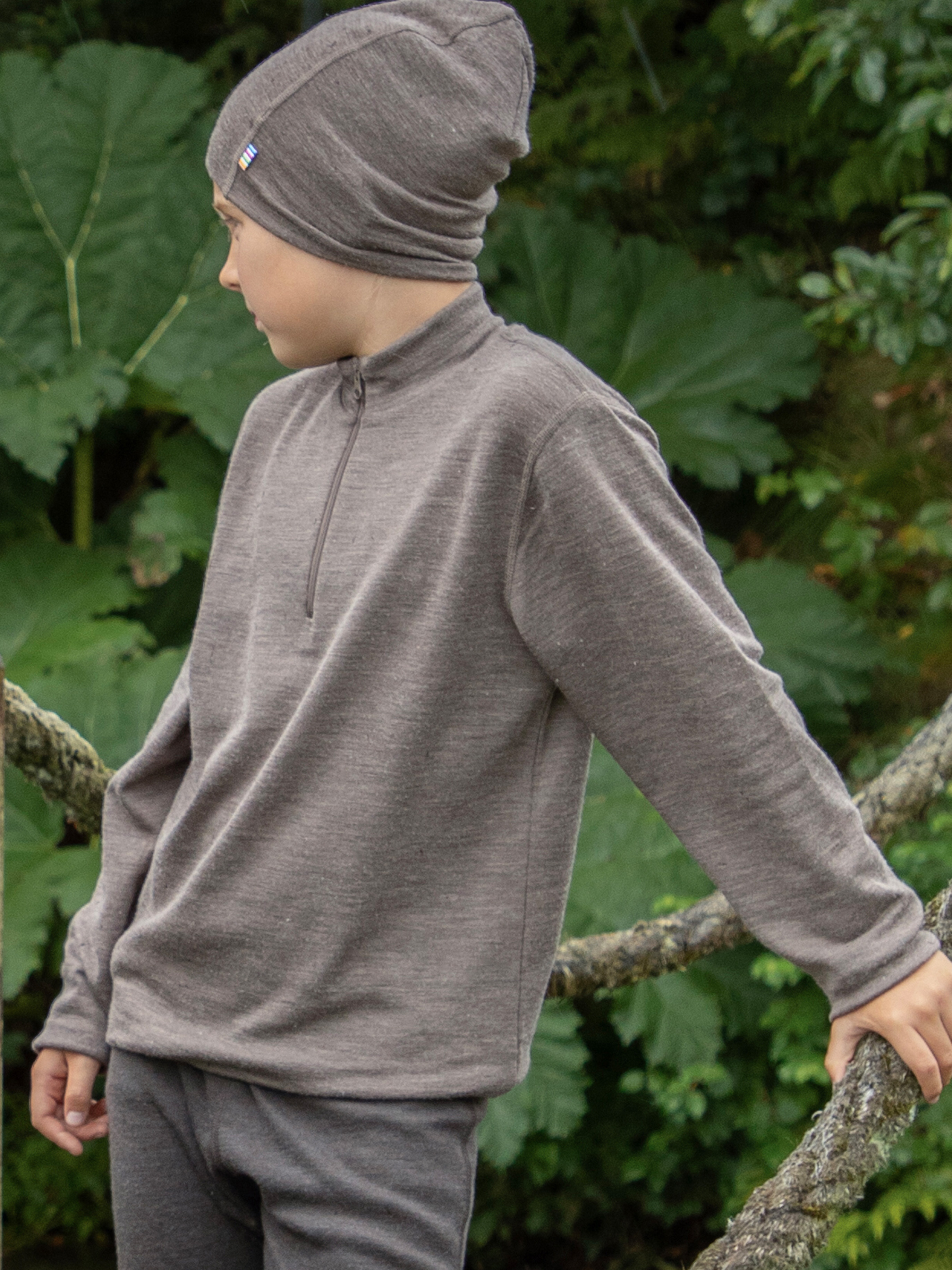 Joha Trøje med Half-Zip Merinould, Brown, 110