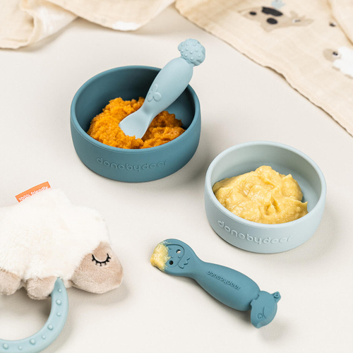 Done By Deer Dotti Silikone Skål 2-pak, Blue