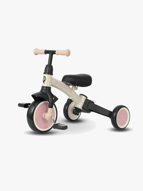 QPlay Stager 3-i-1 Transformerbar Trehjulet Cykel, Pink