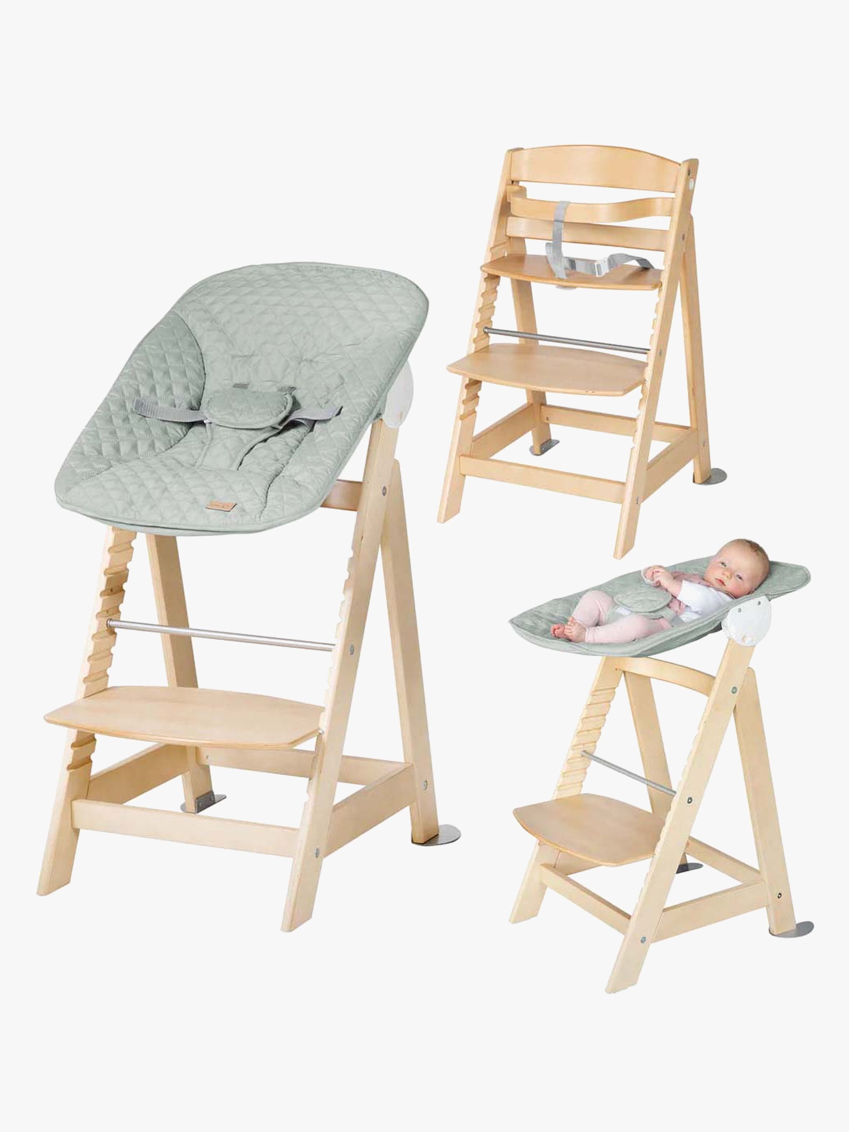 Roba Born Up 2-in-1 Højstol, Natural/Frosty Green