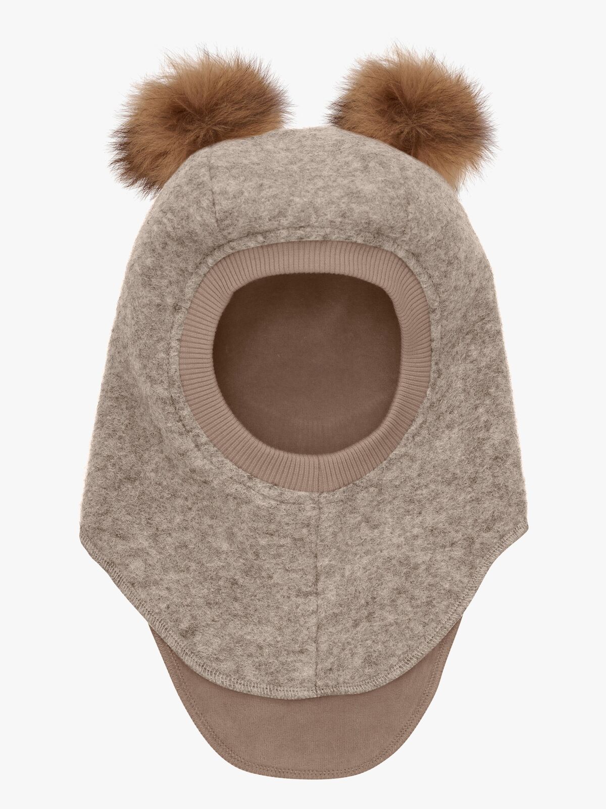 Huttelihut Elefanthue Merinould med Pomponer, Camel Melange