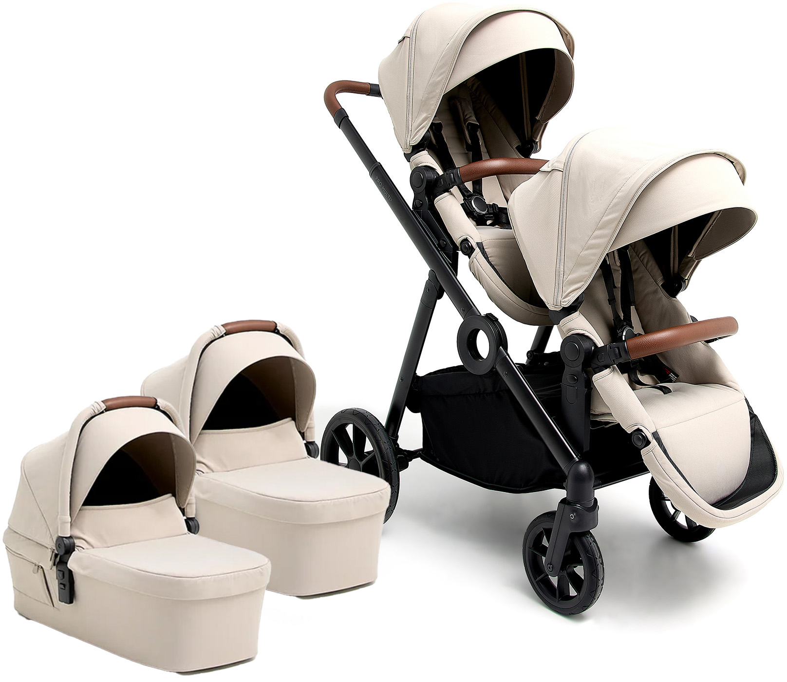 Beemoo Pro Multi 2 Tvillingevogn, Latte Beige