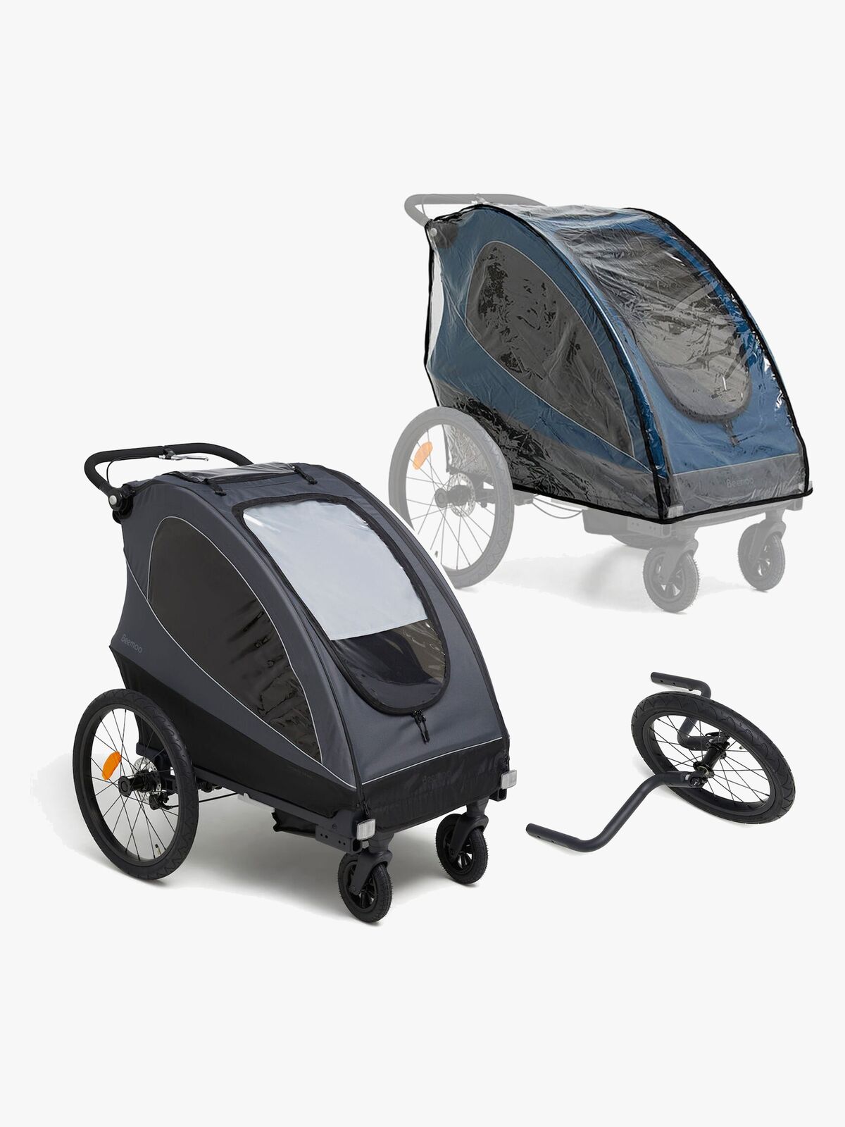 Beemoo Sporty Trail Cykelanhænger inkl. Regnslag & Løbesæt, Asphalt